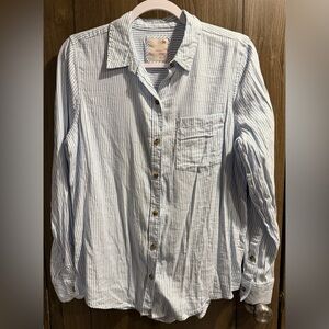 SO Women's Blue Striped Button Down Shirt